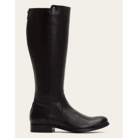 FRYE Women's Melissa Stud Back Zip Boots Black Leather Size 6 NIB Extended Calf - Picture 1 of 13